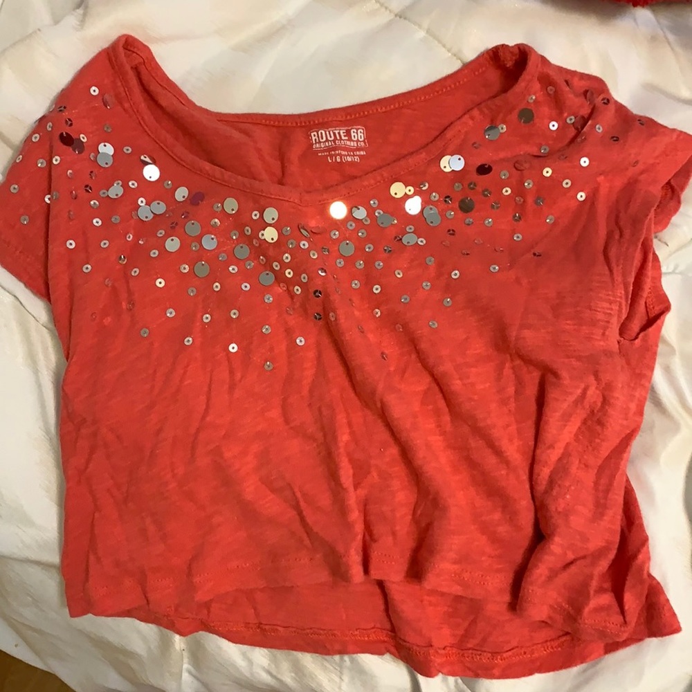 Orangish pink crop top